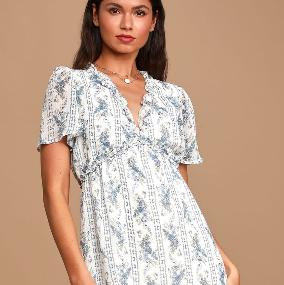 Lulu's Floral Print Ruffled Mini Dress - Picture 4 of 7